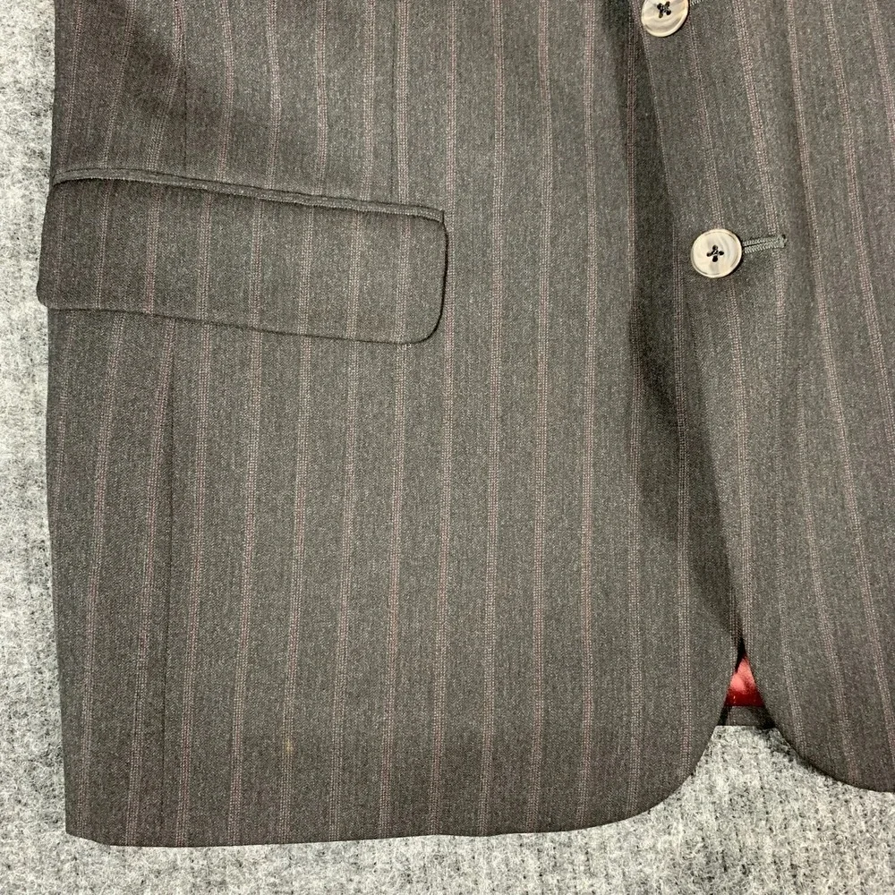 Tom James Innocenti Blazer Mens 42 Gray Striped Lined Hand Tailored Sports‎ Coat